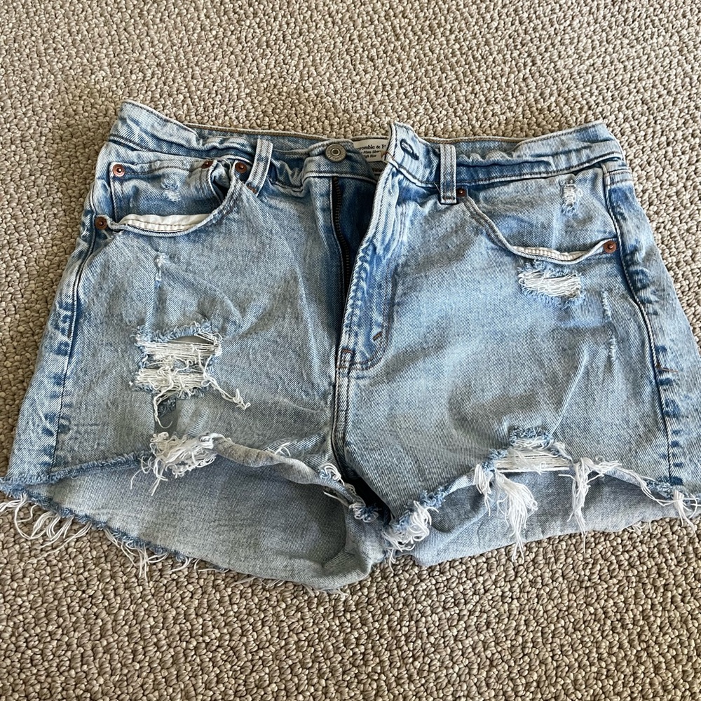 Abercrombie & Fitch Light Blue Ripped Jean Shorts